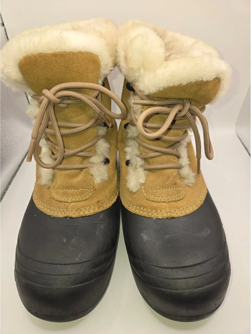 Columbia Women's Sierra Blizzard Winter Snow Boots Tan Suede Waterproof Size 9